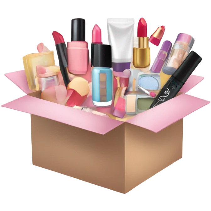 an opened box that various beauty emoji
