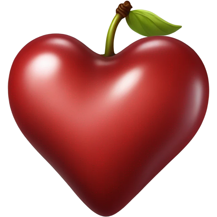 Realistic isolated heart shaped cherry without leaf emoji