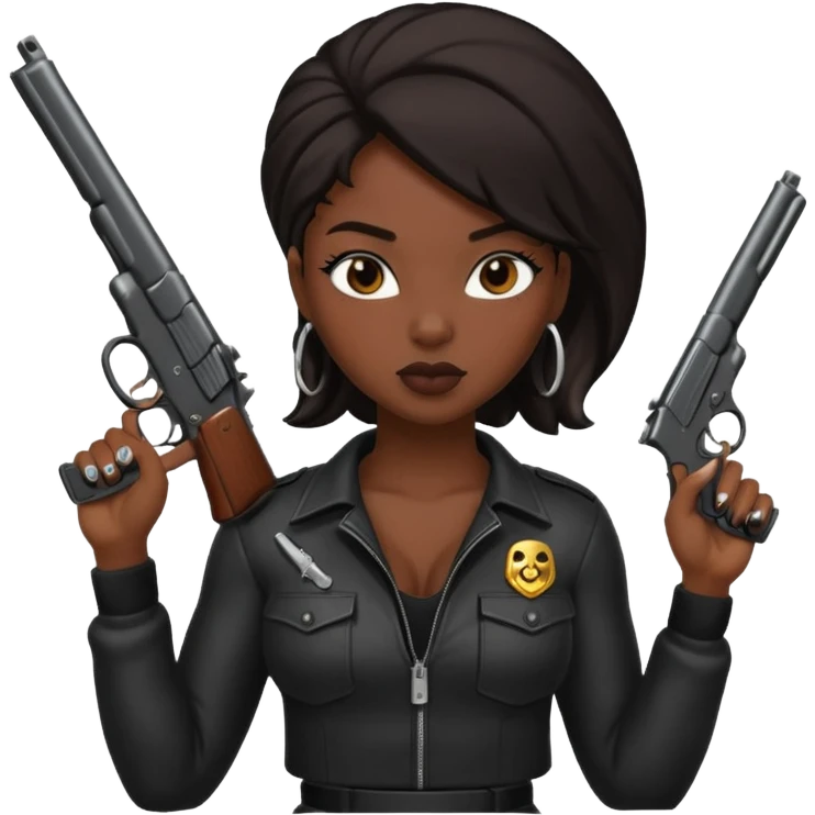 A sexy black female gang member with a gun emoji