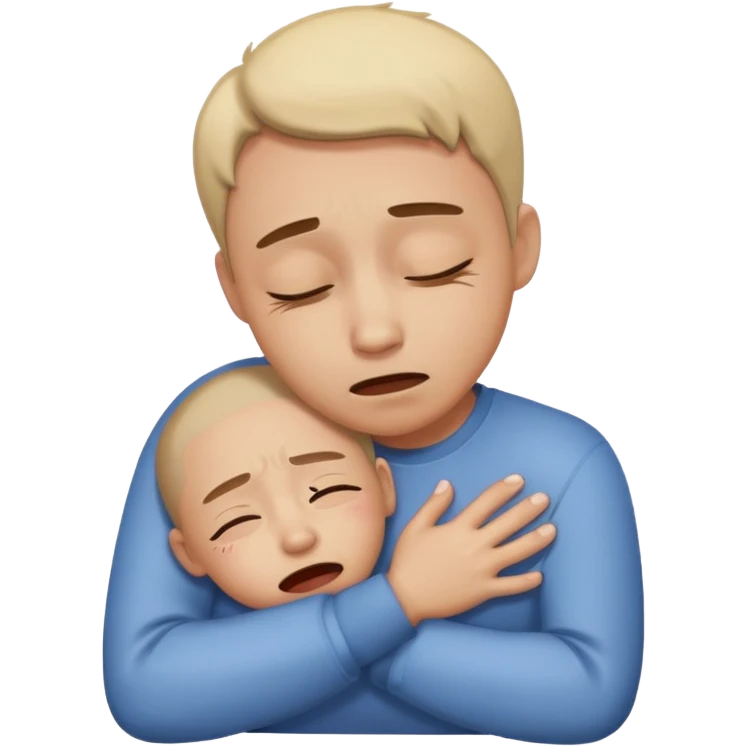 face blending surprise, crying, and comforting hug emoji