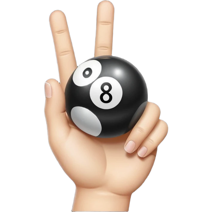 8 ball with a cartoon hand on top, middle finger raised, emoji style emoji