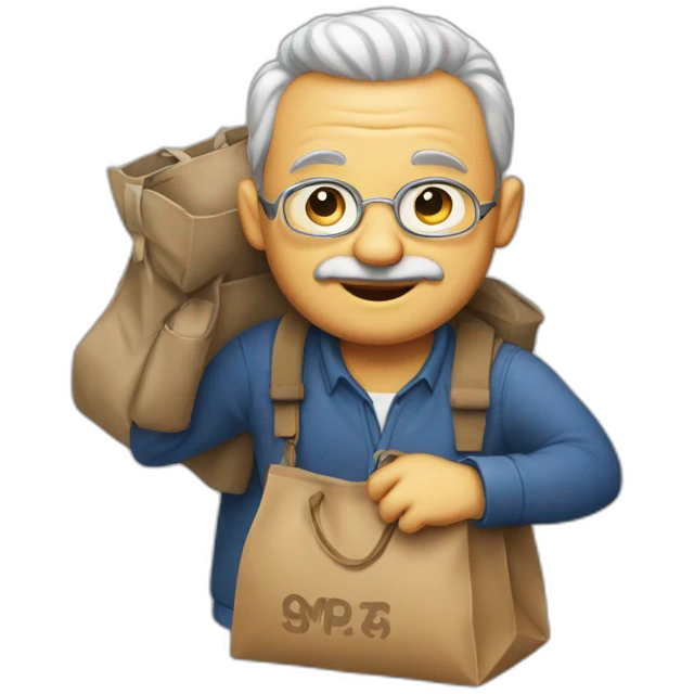 Uncle roger with msg bag emoji