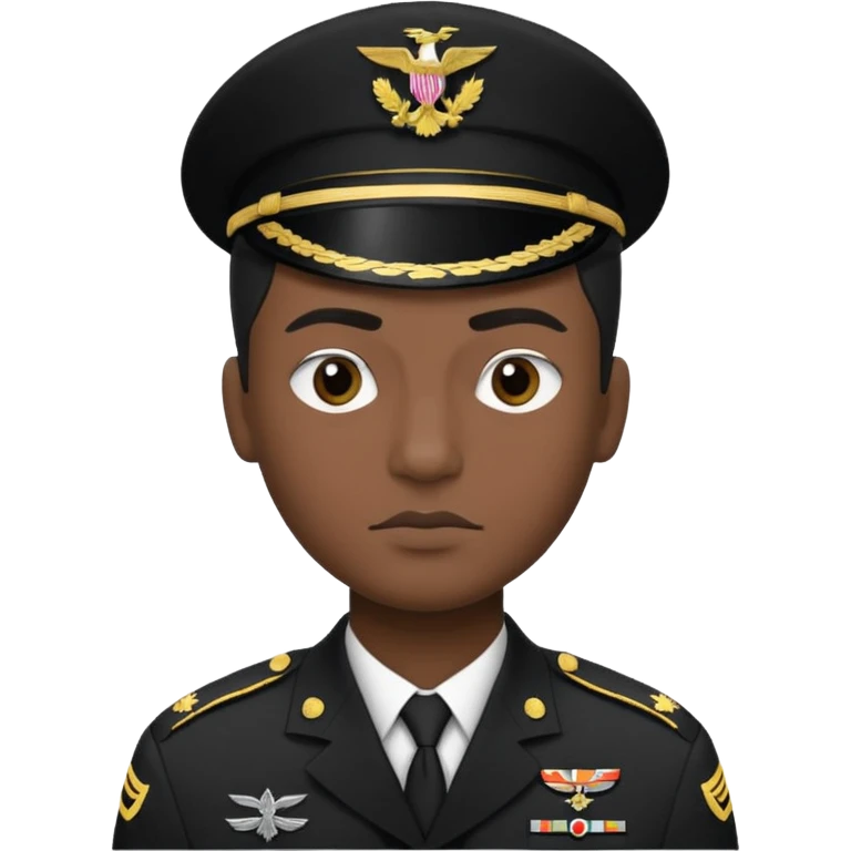 Uma pessoa, preto e branco, como se fosse as televisões de antigamente sem cor. Corte tipo militar, com duas sobrancelhas com risquinhos emoji