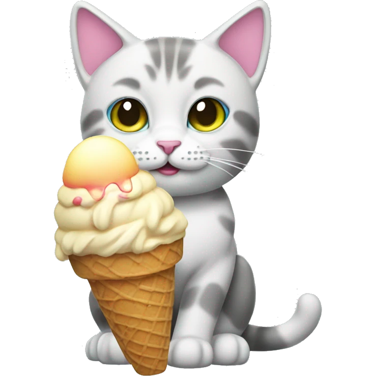 rainbow cat with ice cream emoji