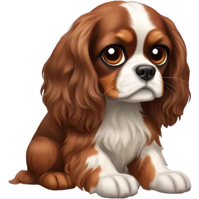 Cavalier King Charles spaniel tricolor with a sloth  emoji