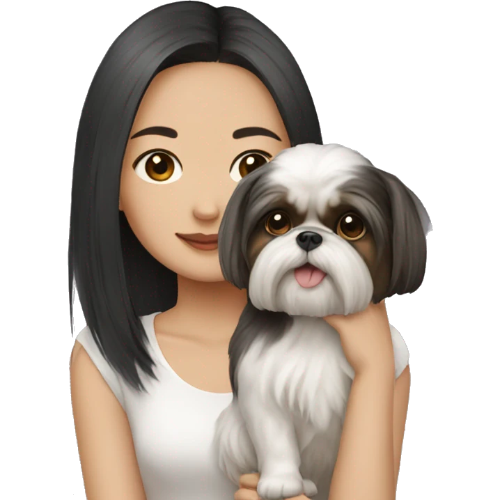 Chinese girl with a shih tzu emoji