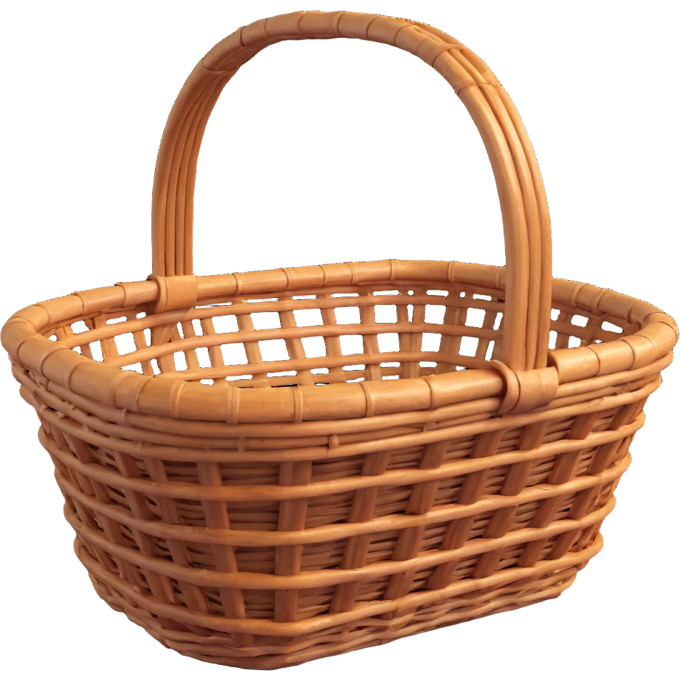 wicker basket, 3D, rustic, vintage, aged patina emoji