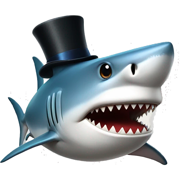 Shark with a top hat emoji