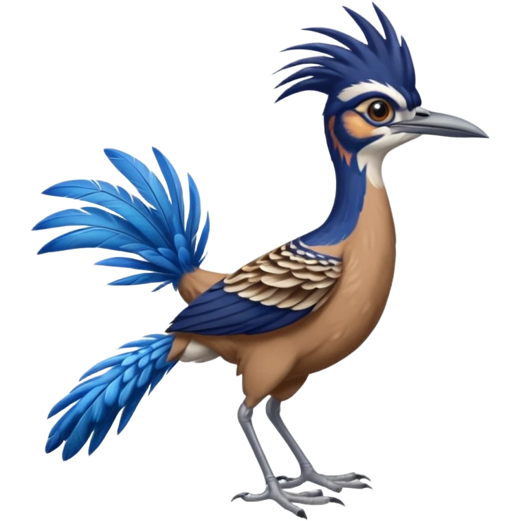 realistic roadrunner bird emoji, tail pointed down emoji