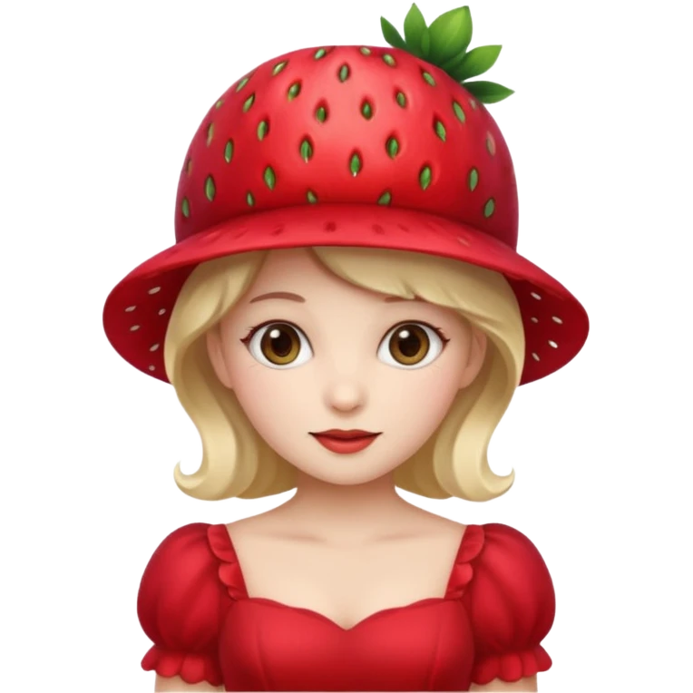 Strawberry shortcake human girl full body and legs with a strawberry hat on her head and dress without a cake emoji
