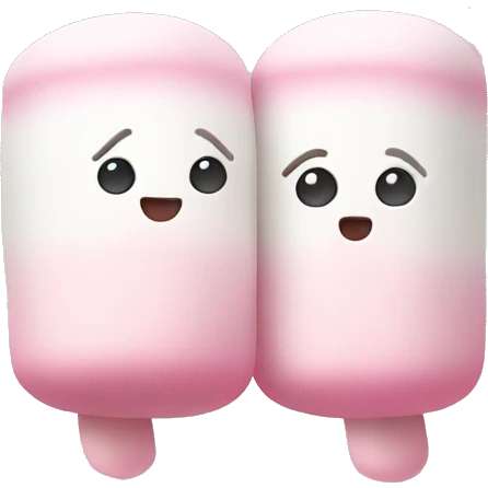 white & pink marshmallows blushing holding hands emoji