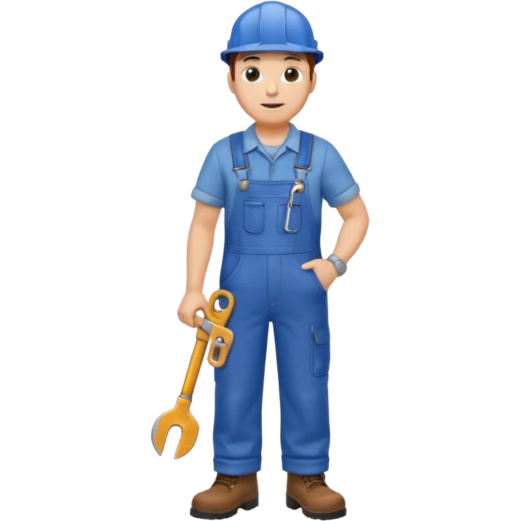 railway engineer in overalls, boots, holding a spanner emoji