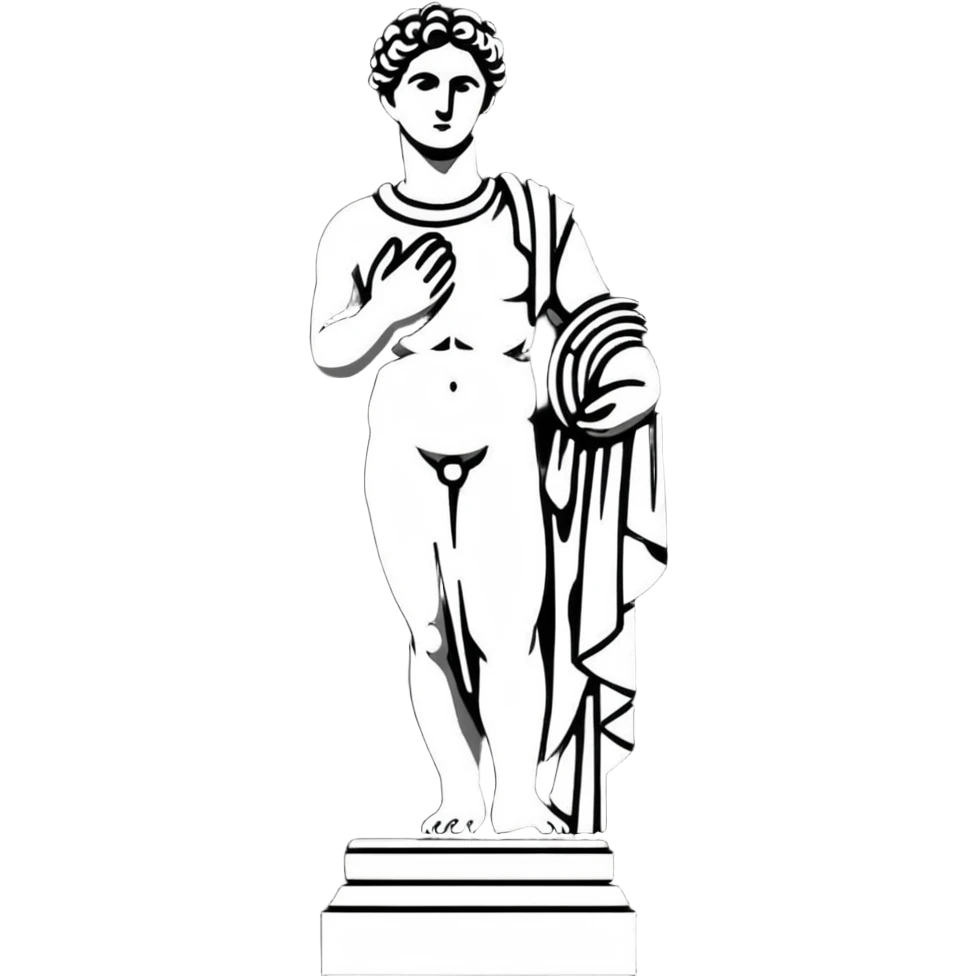 Full view of Michelangelo's David statue, Renaissance masterpiece, artistic stylized representation of the biblical hero emoji