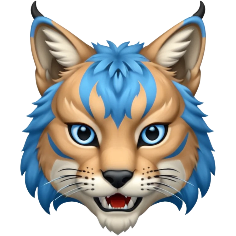 Tête de lynx : très très très féroce et bleu  emoji