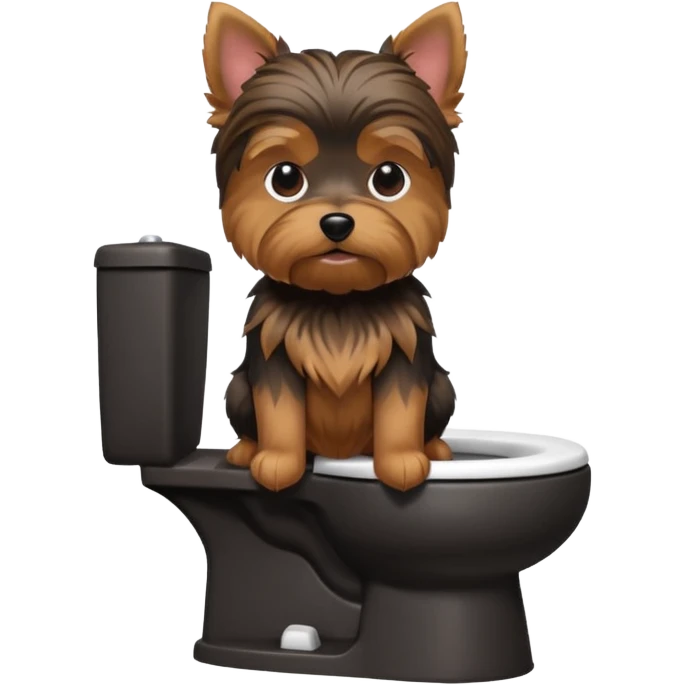 Yorkshire terrier na privada sentado fazer poop 3D emoji