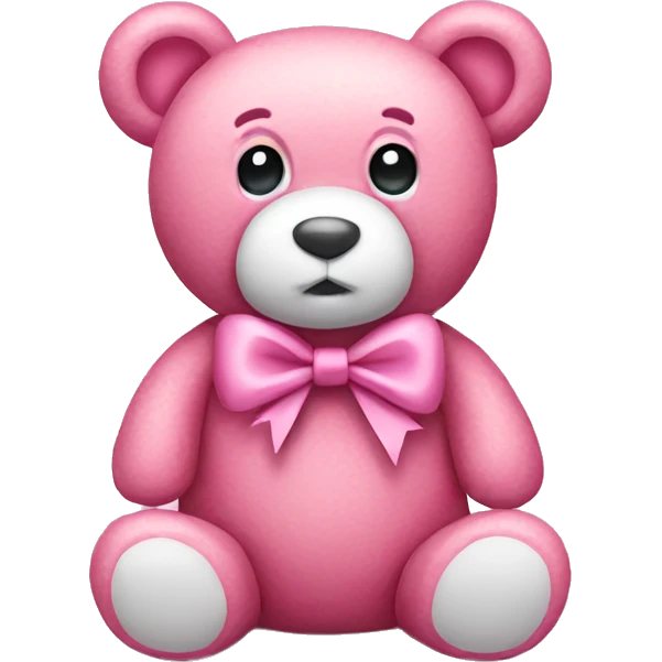 Pink teddy bear with bow emoji