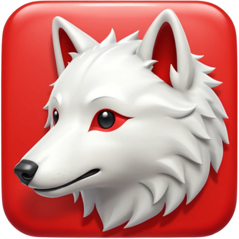 A bold white capital letter C with a small white wolf head icon above it, inside a red rounded square, emoji style, flat design, shiny light reflection, same style as 🅱️ emoji, transparent background. emoji