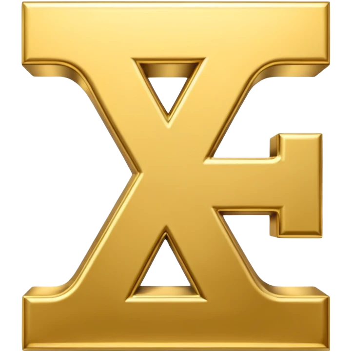 Symbole de currency en or en forme de lettre F, seul, 3D, brillant, style emoji simple et lisible sur fond uni. emoji