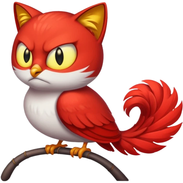 bird angry red with cat tail emoji