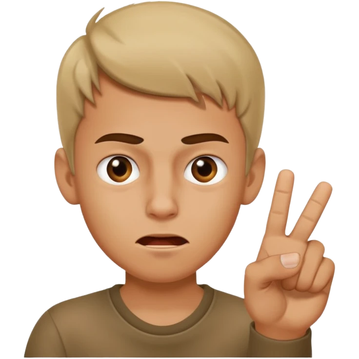 boy making wtf face and showing middle finger emoji