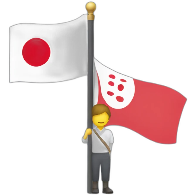 person holding a flagpole with the japanese flag emoji
