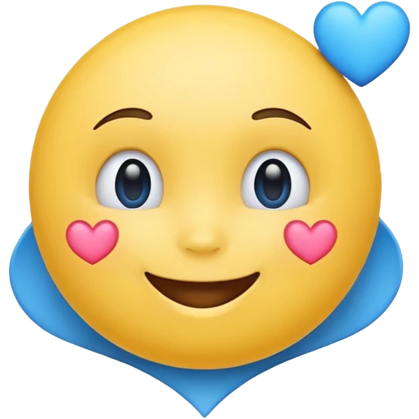 Cute smile emoji with blue heart emoji