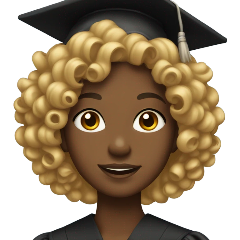 black girl with curly hair with graduation cap on  emoji
