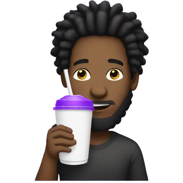 black man with dreadlocks holding a styrofoam cup filled with purple liquid  emoji