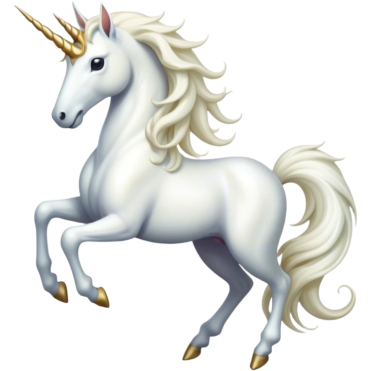 Cinematic Noble White Unicorn Portrait Emoji, Poised and regal, with a slender, ethereal form draped in a pristine white color, a flowing mane and tail, and a glistening, spiraled horn that radiates pure light, Simplified yet sharp and sophisticated features, highly detailed, glowing with a soft, iridescent luminescence, high shine, intelligent and transcendent, stylized with an air of mythical enchantment, focused and serene, soft glowing outline, capturing the essence of a watchful and confident white unicorn that appears ready to prance out of the screen with magical grace! emoji