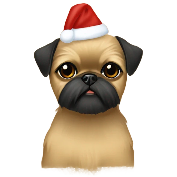 Tan brussels Griffon Christmas scarf  emoji