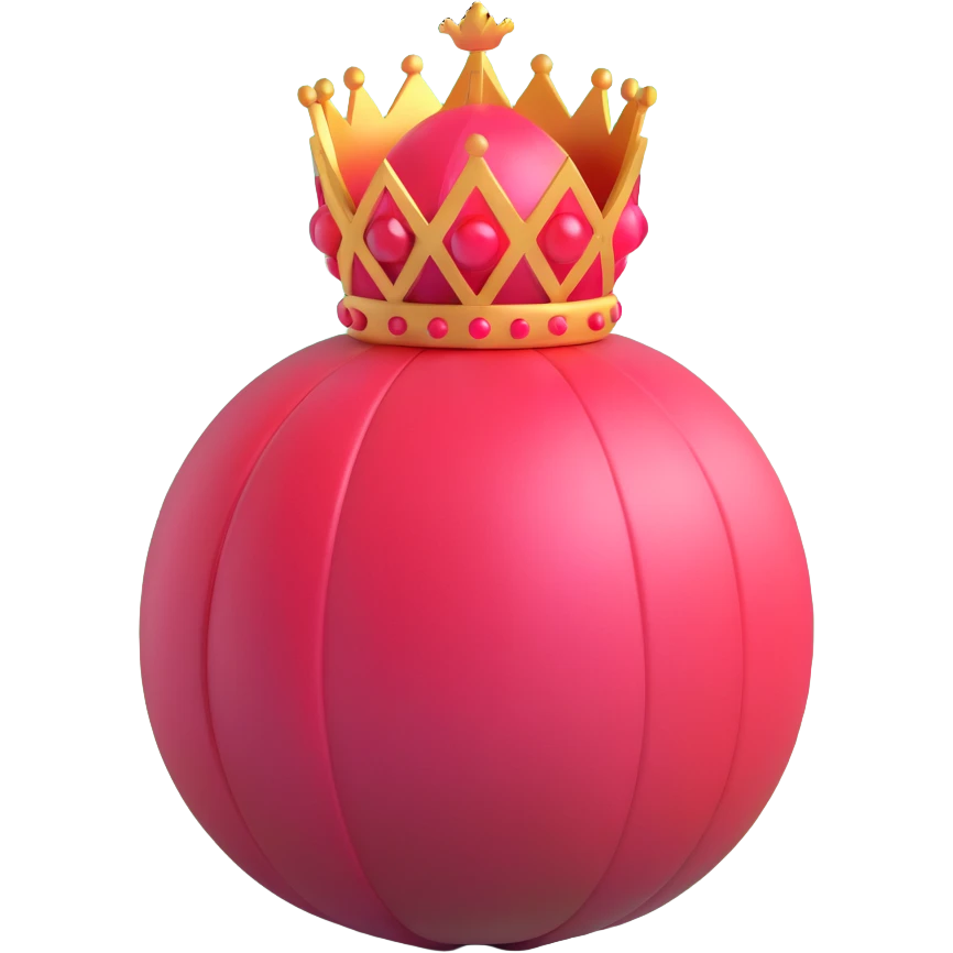 whole pomegranate with a round, red outer shell and a crown-like top emoji