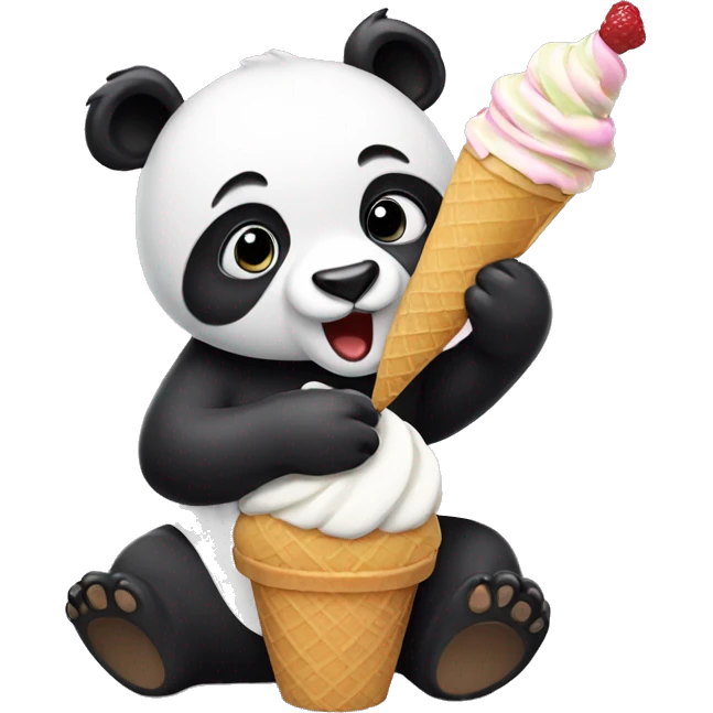 Panda eating ice cream emoji