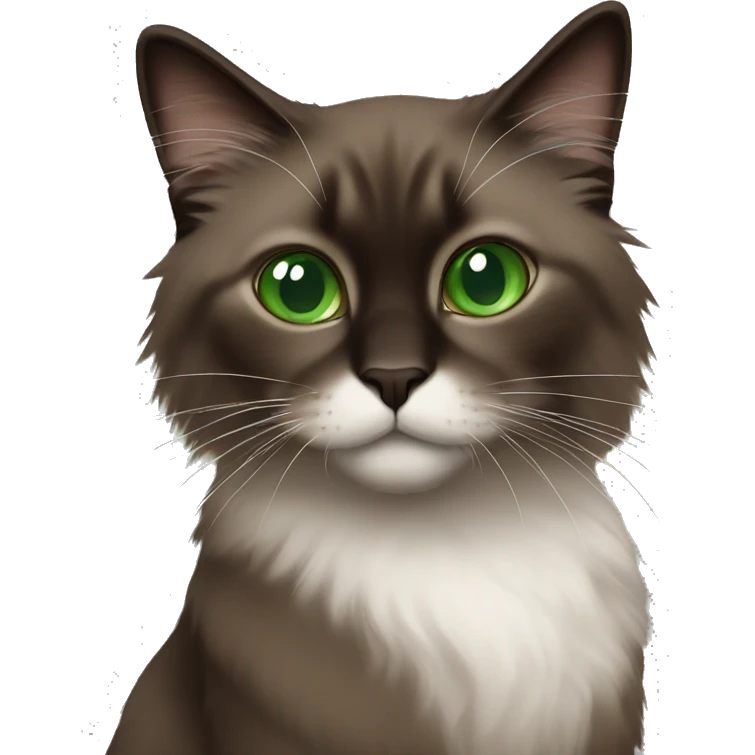 solid dark brown ragdoll cat with green eyes emoji