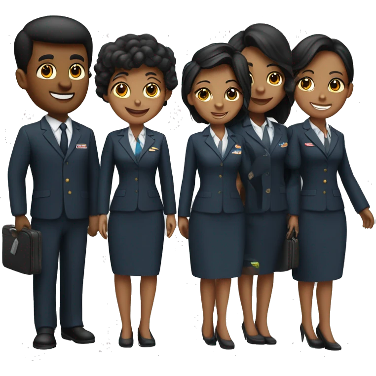 4 black flight attendants 2 men and 2 women  emoji