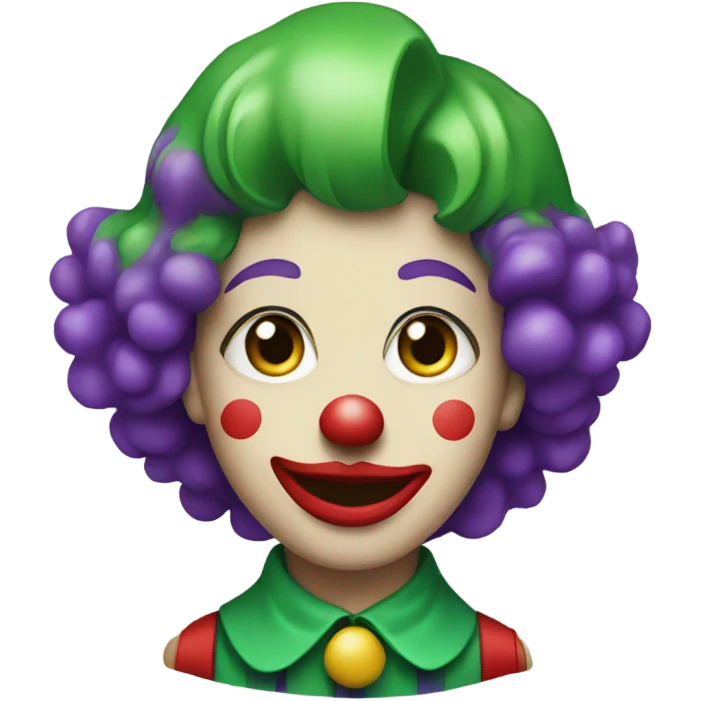 Clown with a purple suit with red lipstick and green hair  emoji