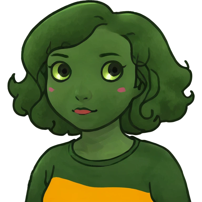 Girl shrugging with a straight face and curly hair  emoji