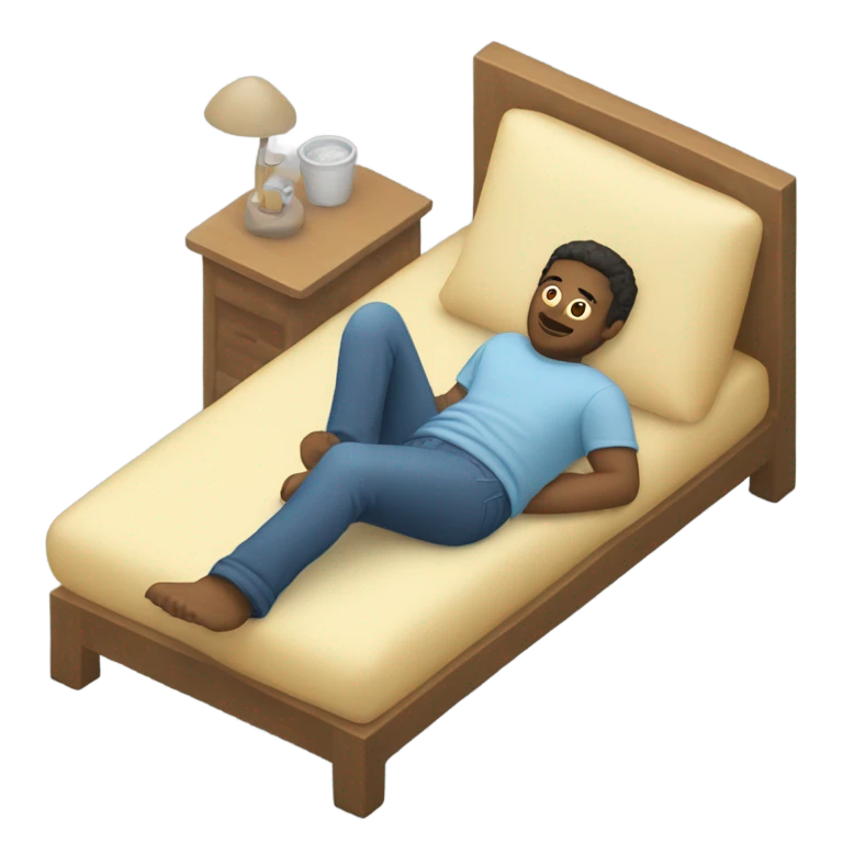 Guy laying with feet emoji