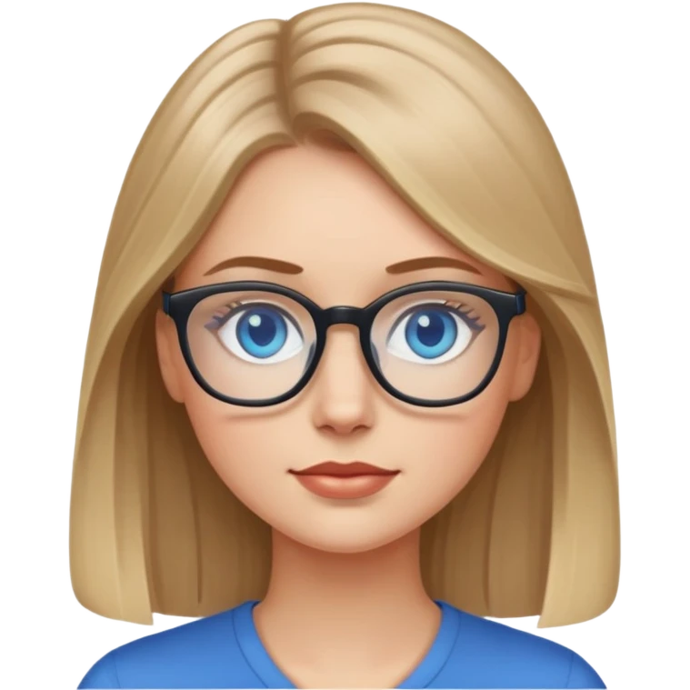 white girl with dark blonde hair blue eyes and glasses emoji