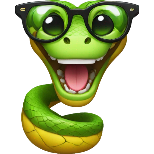 The snake with glasses is laughing emoji