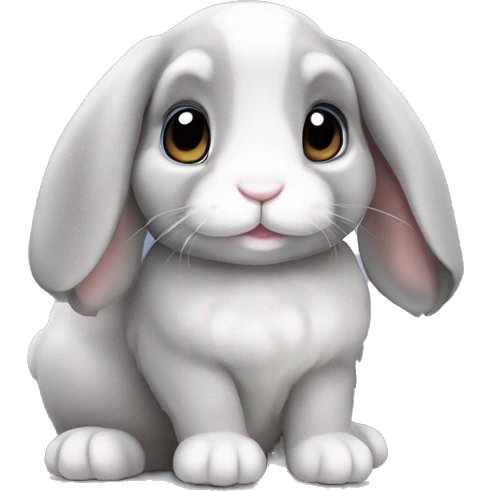 Cute grey lop ear bunny emoji