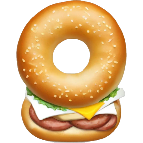 Bagel with sausage, egg & cheese emoji