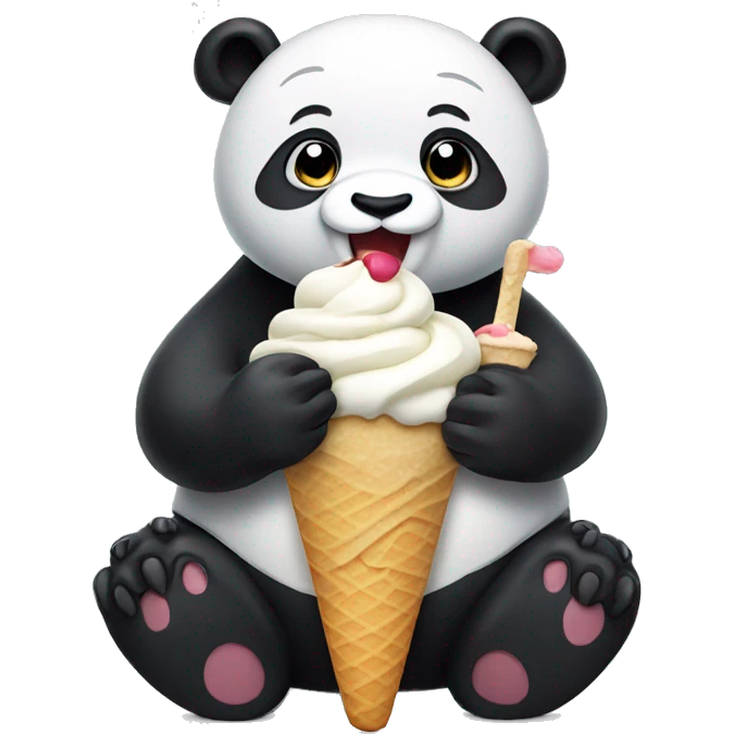 Panda eating ice cream emoji