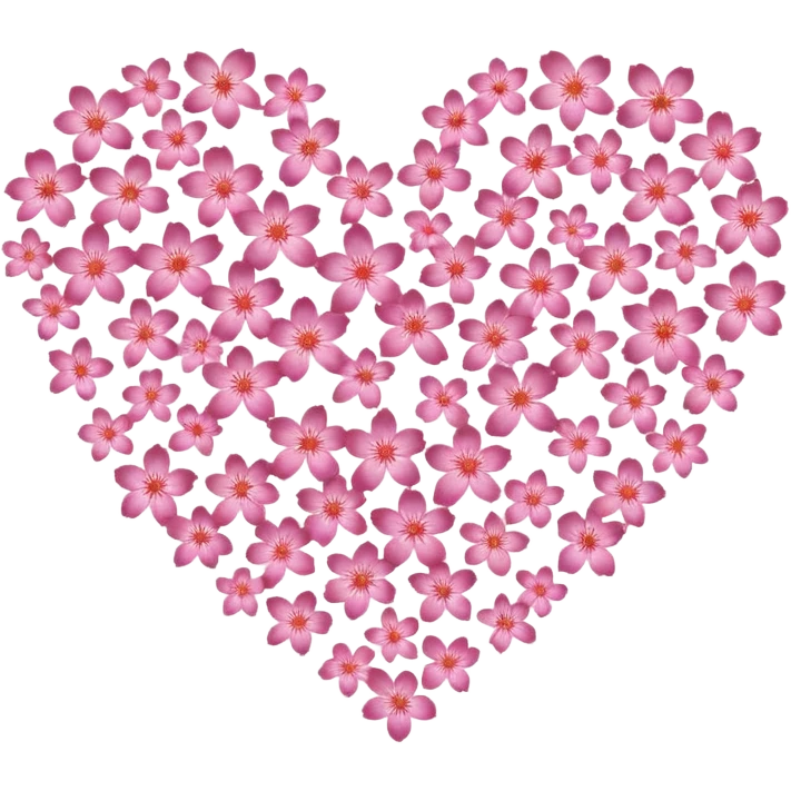 shape of a heart made of tiny glittering pink sakura flowers emoji