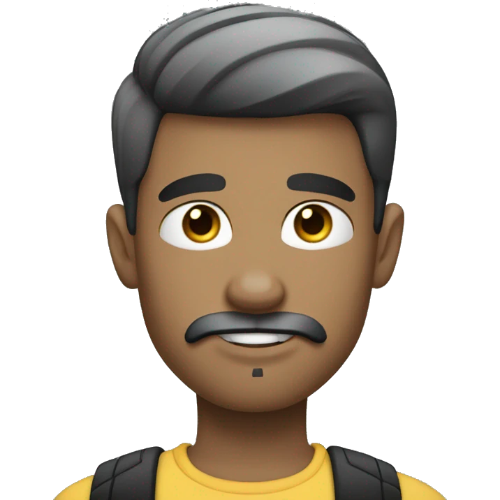 Teenage boy with white skin, and black undercut hair, who has a goatee and moustache. Make him look good  emoji