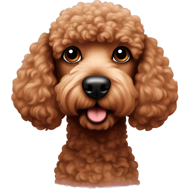 Brown poodle with black nose shaped like a heart emoji