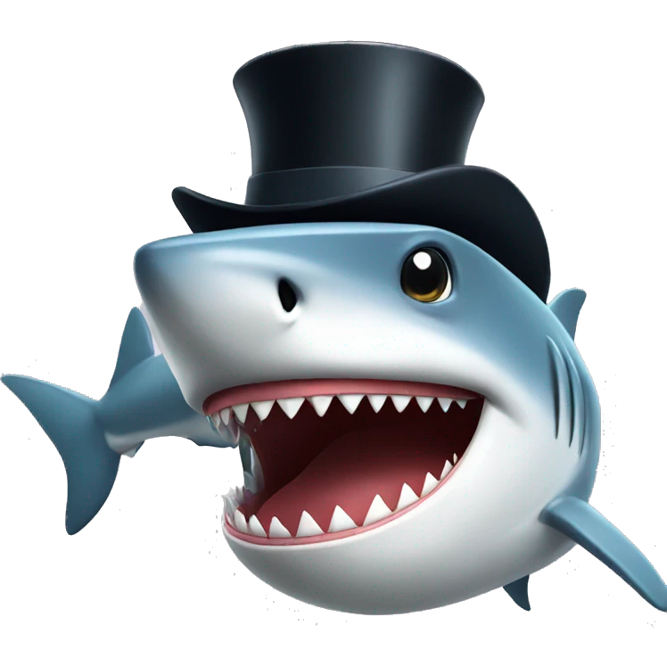 Shark with a top hat emoji