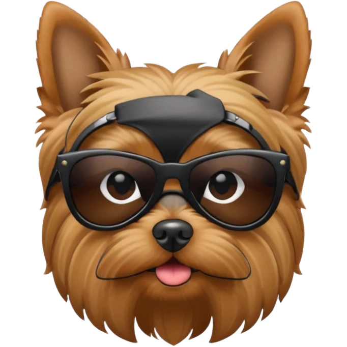 perro shorkshire con lentes de sol completamente negros emoji
