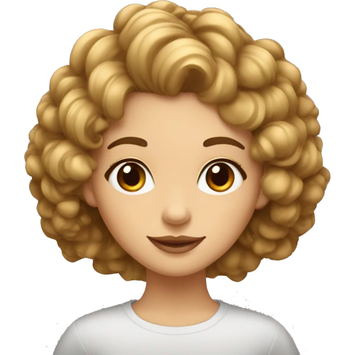 Fille cheveux bouclés en carré  brune avec des mèches blondes  emoji