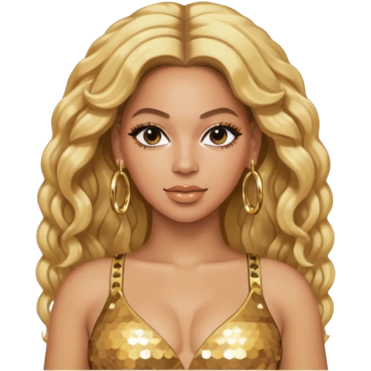 Beyonce with blonde hair, gold sequin crop top  emoji
