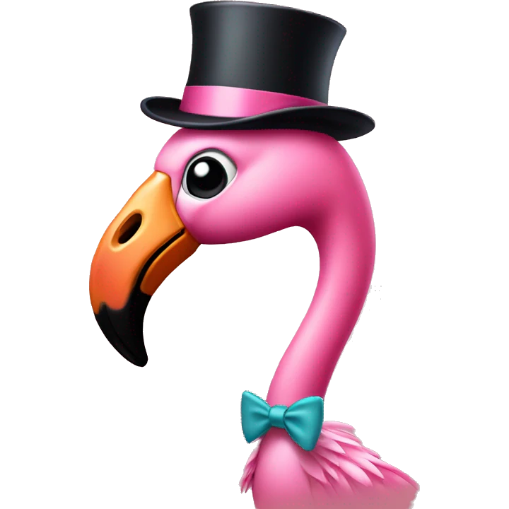 Flamingo with a top hat emoji